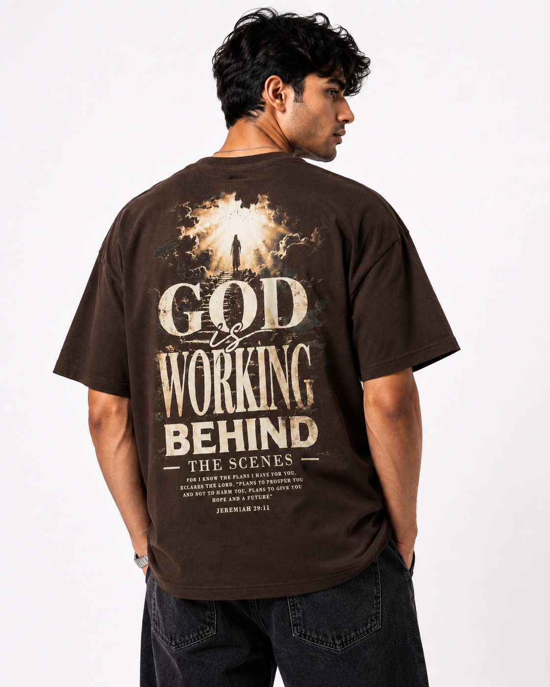 GOD IS WORKING BEHIND THE SCENES — Unisex Oversized T-Shirt