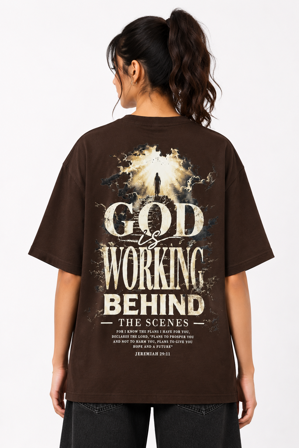 GOD IS WORKING BEHIND THE SCENES — Unisex Oversized T-Shirt