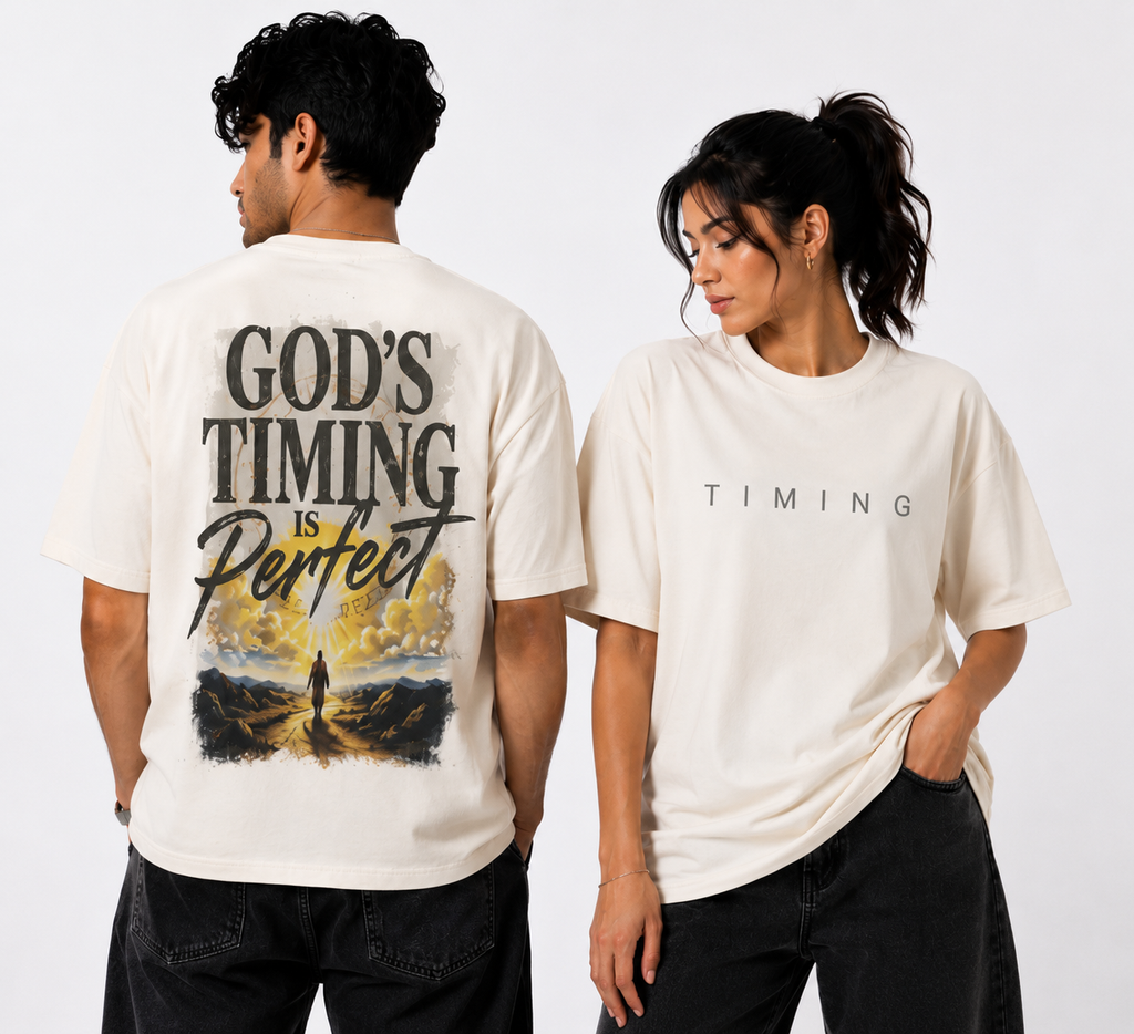 GOD'S TIMING IS PERFECT — Unisex Oversized T-Shirt